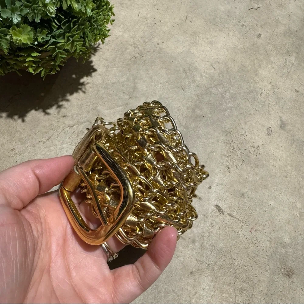 Gold Braided Leather Statement Belt Women OS Festival‎ Concert Glam Formal